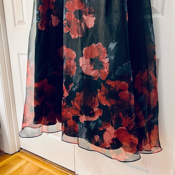 NWT Ignite Evenings Floral Print Taffeta Cap Sleeve Round Neck Gown, Sz 6 - Picture 7 of 10